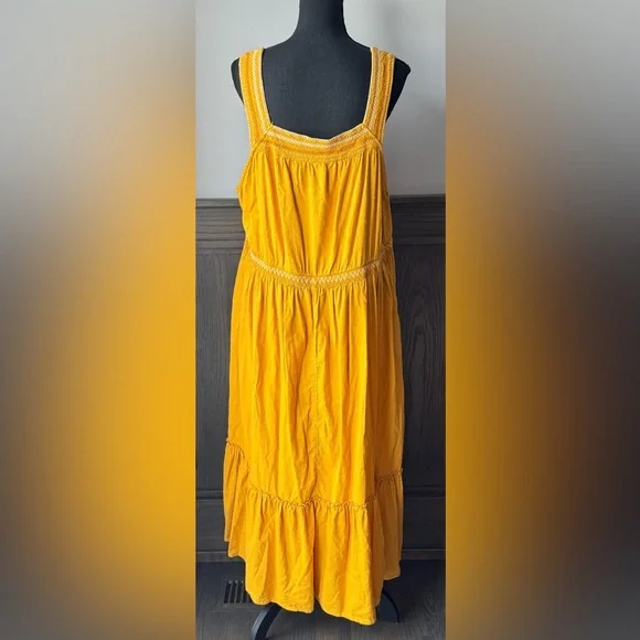 Old Navy Yellow Midi Dress boho vibes XXL - Picture 4 of 8